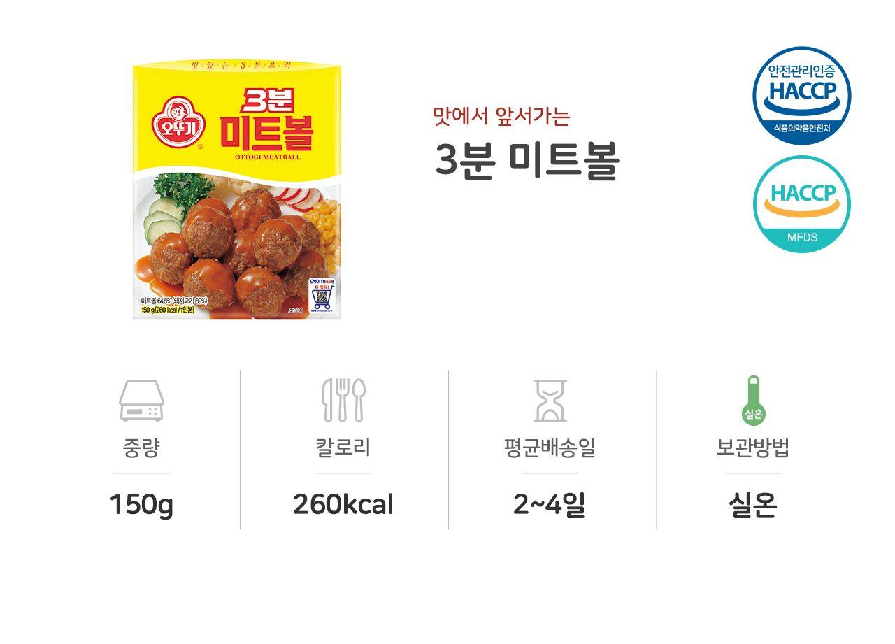3분 미트볼 150g 24개 간편식 간편조리 간편조리식품 반찬 자취요리 자취생밥 즉석식품 즉석조리식품 레토르트식품 전자레인지식품