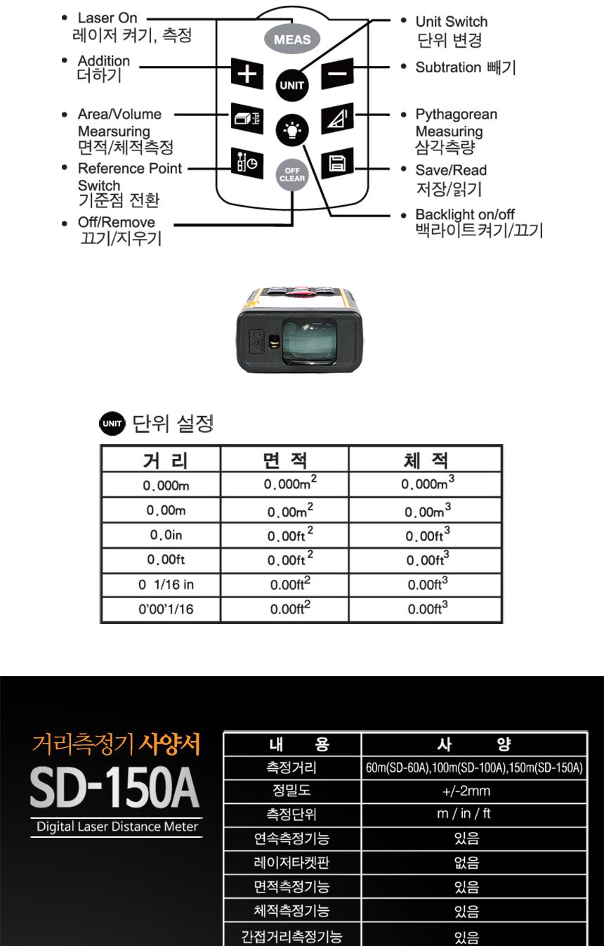 신콘) SD-150A 레이저거리측정기 (150m) 거리측정기 레이져거리측정기 산업용거리측정기 산업용레이져거리측정기 작업용거리측정기 작업용레이져거리측정기 휴대용거리측정기 휴대용레이져거리측정기 건축용거리측정기 건축용레이져거리측정기