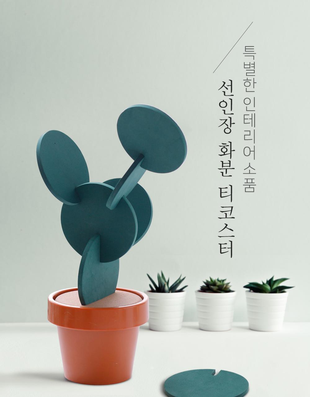 선인장 화분 티코스터 컵받침 컵받침대 컵홀더 코스터 귀여운코스터 선인장코스터 인테리어코스터 인테리어소품 플라스틱티코스터 다용도코스터