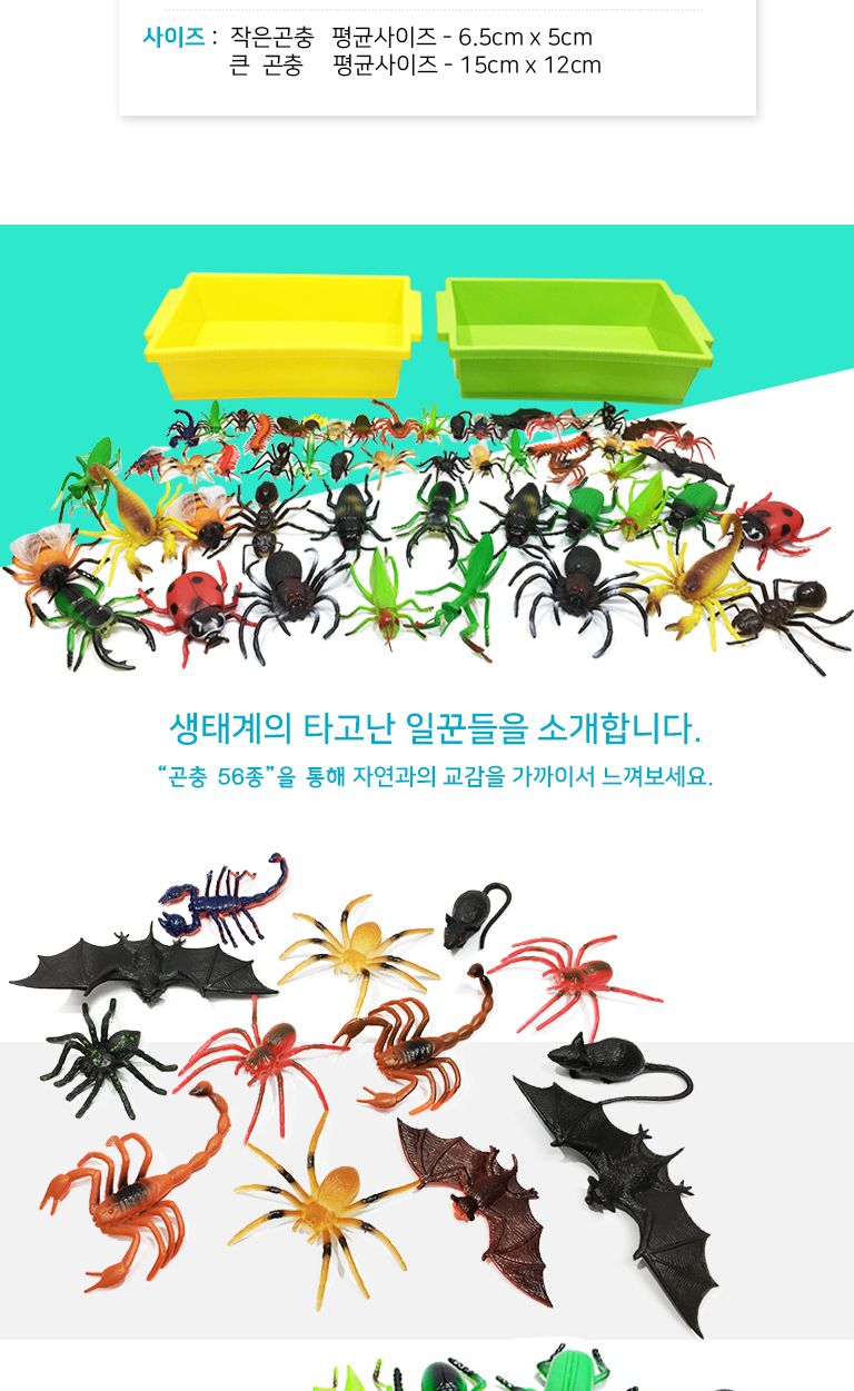 꼬마 소프트 곤충 모형 56종 세트/곤충/곤충장난감/장난감곤충/모형/모형완구/모형장난감/곤충모형/학습용