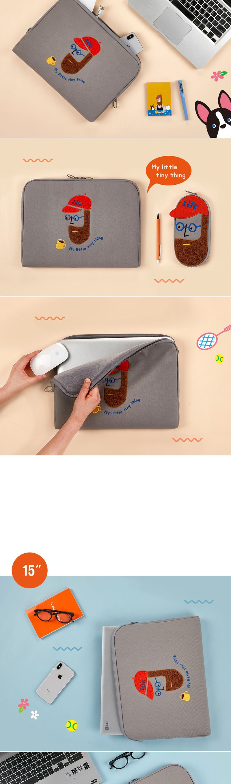 안테나샵 노트북 파우치 방수 비어드맨 아이패드/노트북포켓/노트북파우치/노트북가방/노트북/노트북보관파