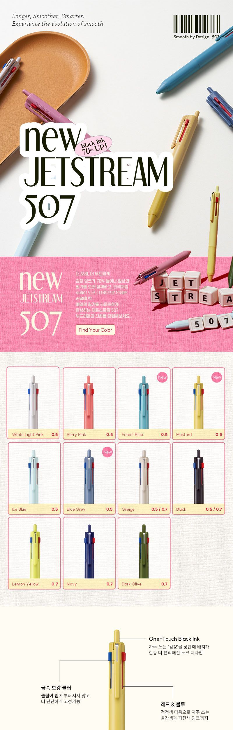 제트스트림 3색 507 (0.5mm) 볼펜 문구용볼펜 팬시용볼펜 3색볼펜 필기볼펜 사무용볼펜 학생볼펜 제트스트림볼펜 제트볼펜 부드러운볼펜